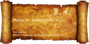 Mensik Anasztáz névjegykártya